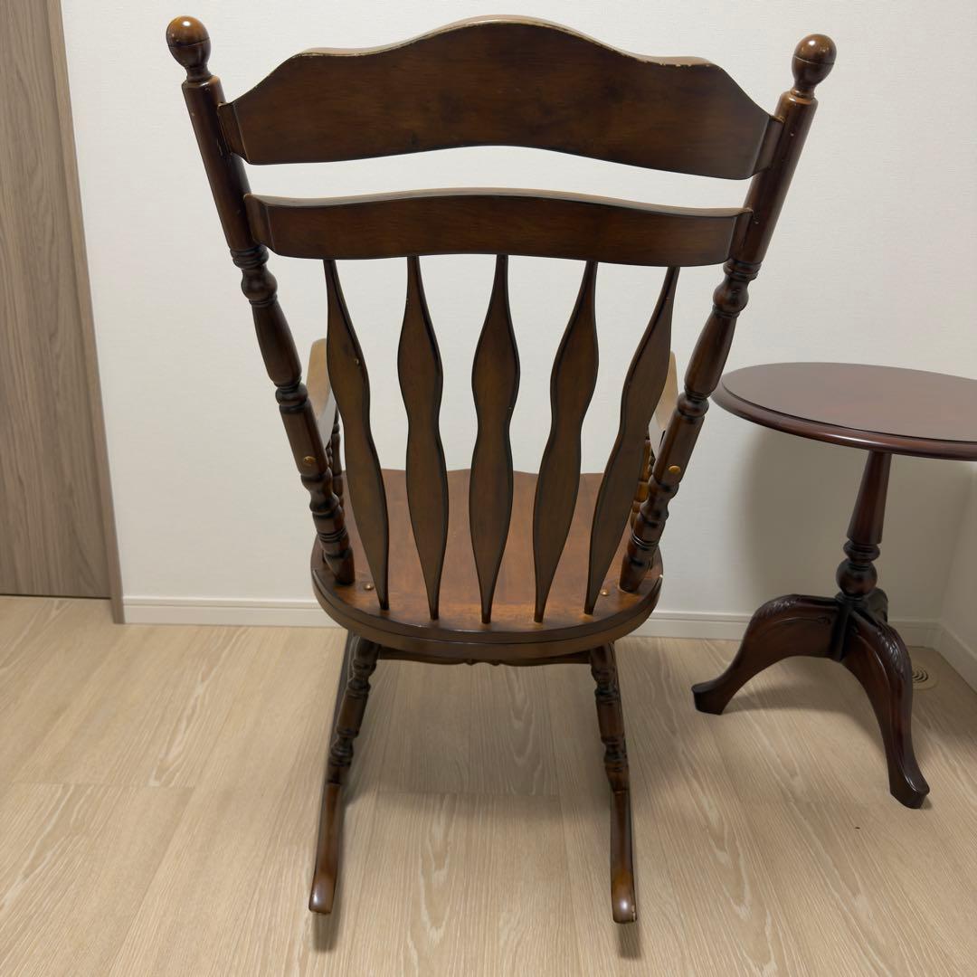 不二貿易 木製ロッキングチェア バリー 肘掛け付 彫刻 1脚