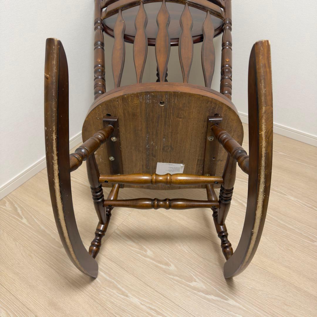 不二貿易 木製ロッキングチェア バリー 肘掛け付 彫刻 1脚