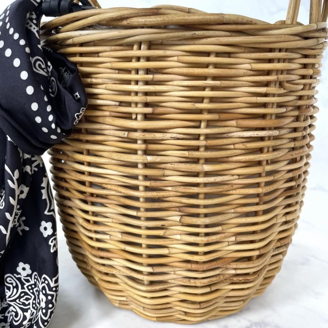 マニプリ manipuri カゴバッグ かご レザーハンドル スカーフセット