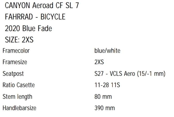 引取り限定 CANYON Aeroad CF SL7 2020モデル