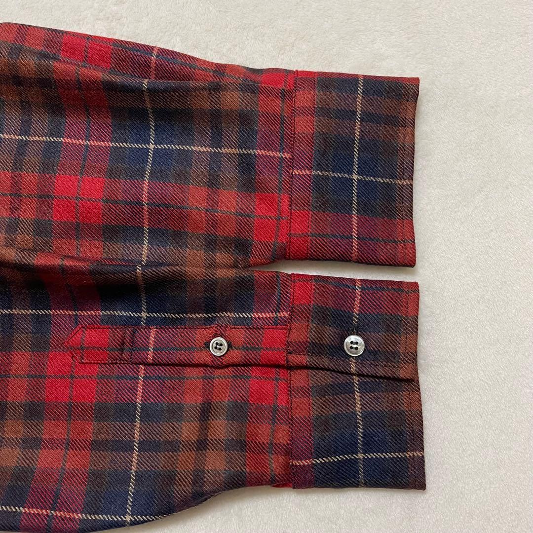 タグ付き 23区 ロキャロン チェック柄 ウール シャツ 大きいサイズ 44