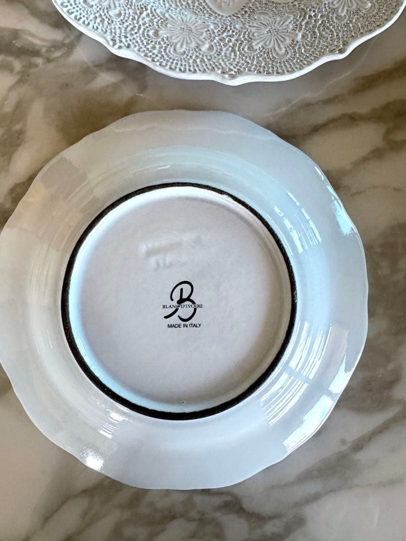 ブランディボワール レース模様 ホワイト陶器皿 6枚セット