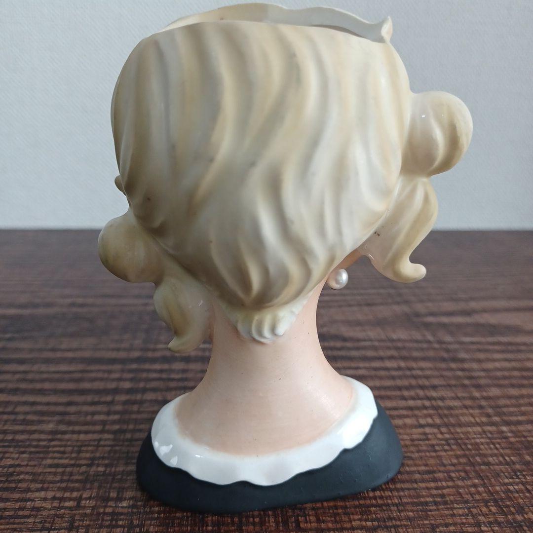 ビンテージ レディヘッドベース 陶器製置物花瓶　3点セット（全高約110㎜）