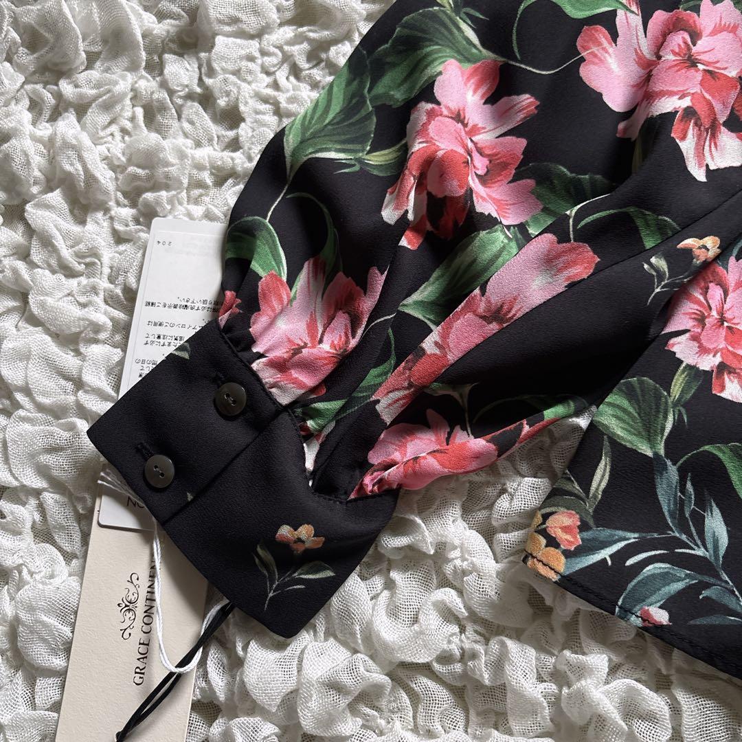【新品】グレースコンチネンタル 花柄 プリーツ ブラウス M 上品 きれいめ