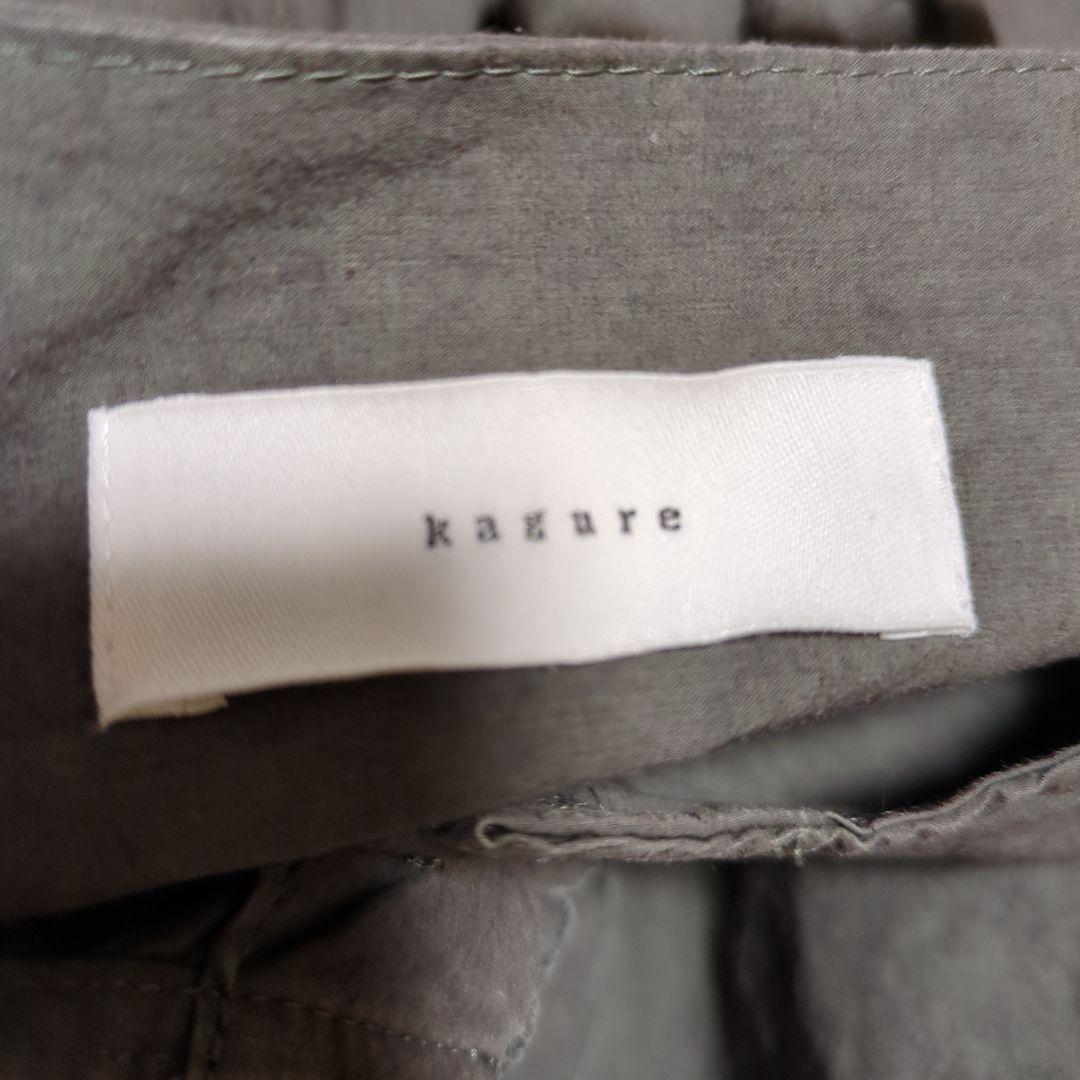 2025年SS かぐれコットンリネンフリルブラウス　チャコール