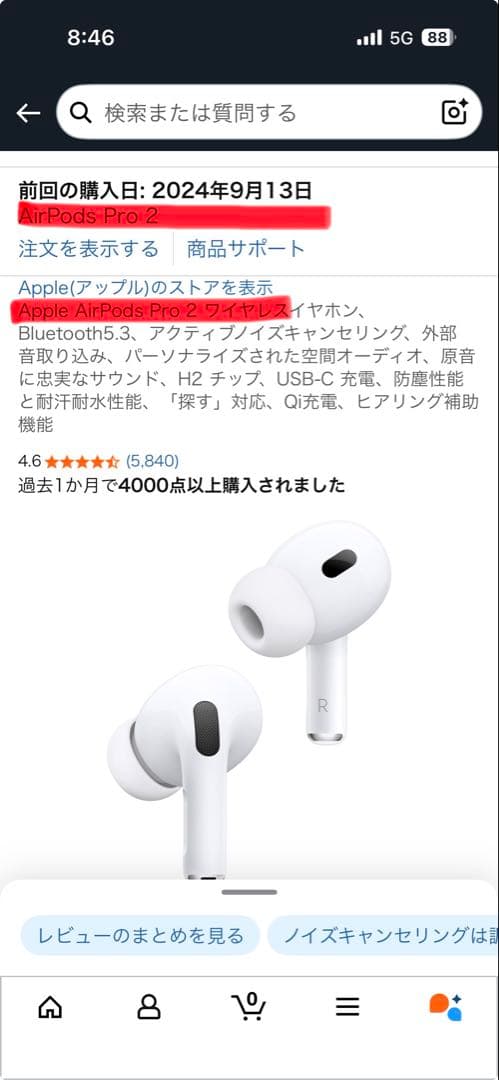 【Apple純正/美品】AirPodsPro 第2世代 Type-C