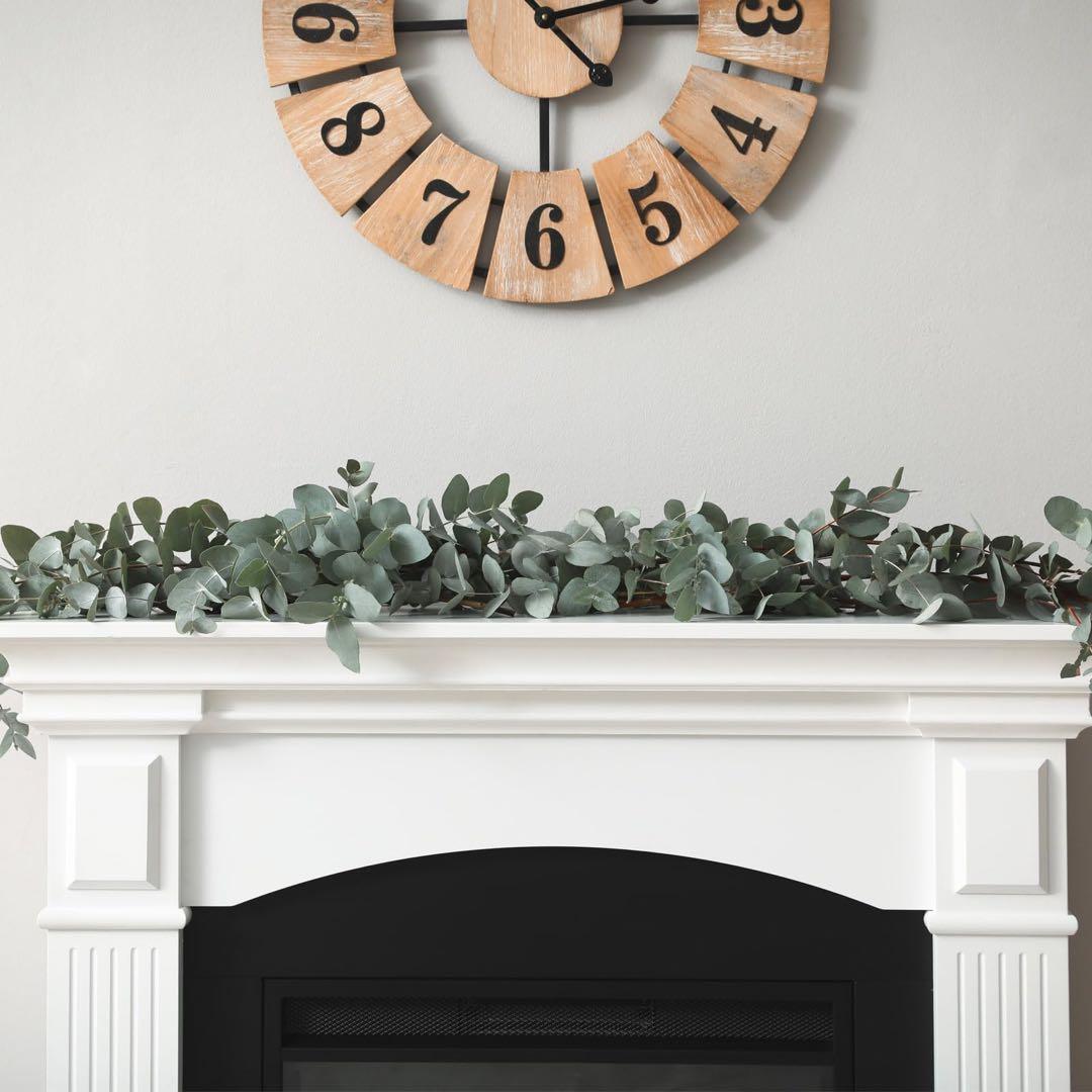 uxcell 5個セットの人工ユーカリの葉のガーランド 6フィートの人工緑