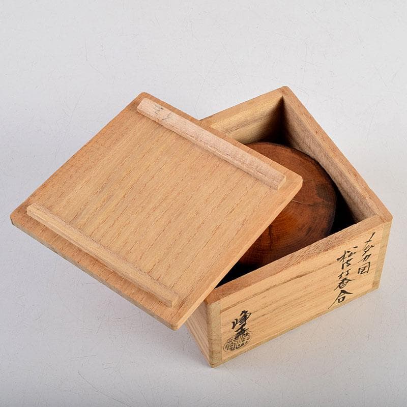 茶道具　加賀蒔絵師　川上峰春作　メダカ図　松皮竹香合　共箱　V　9127