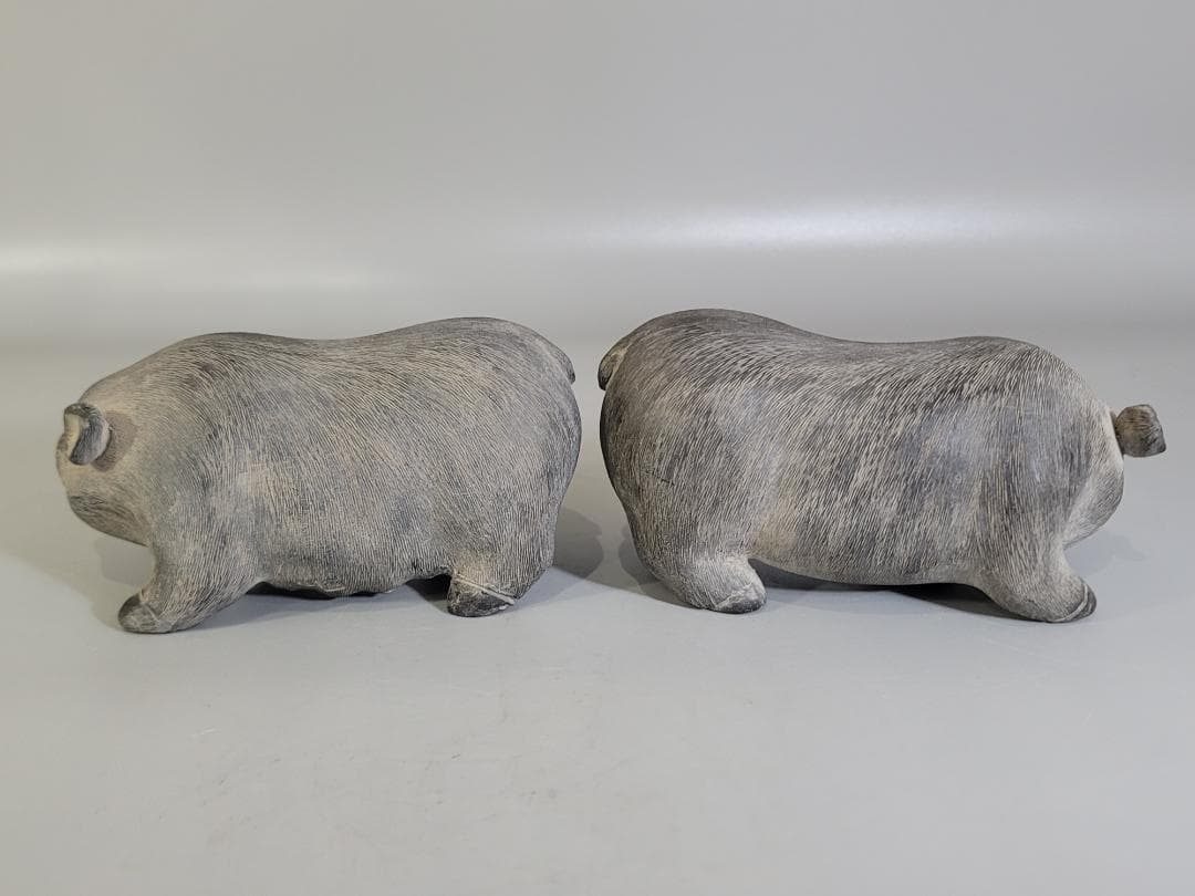 陳鳴遠 底款刻 在銘 朱泥 ブタ　夫婦 豚 置物