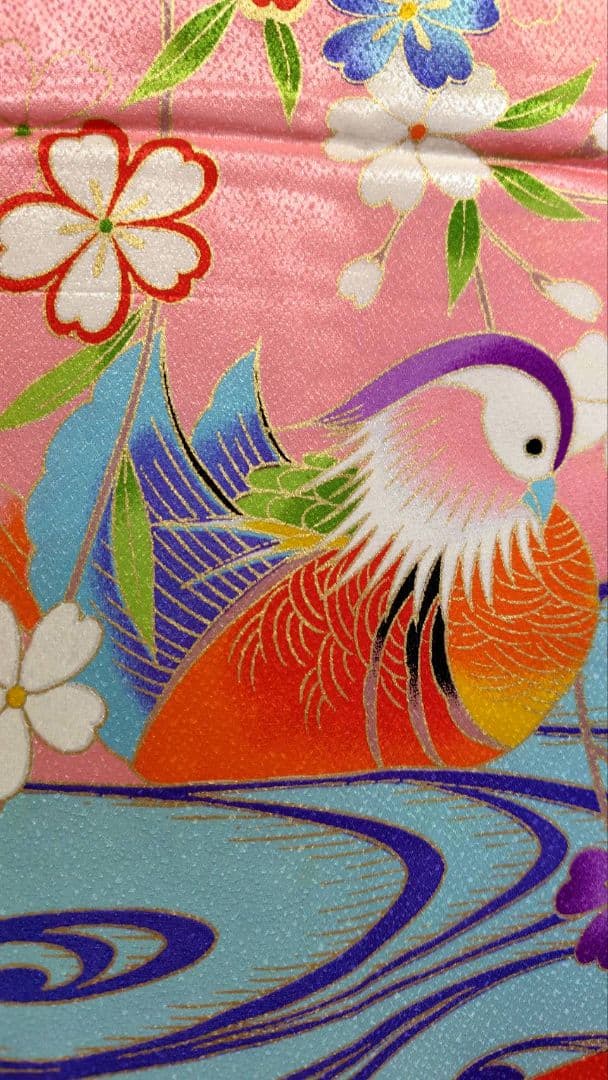 RK554子供着物7歳前後用着丈133センチ裄丈54センチ正絹重ね襟付き