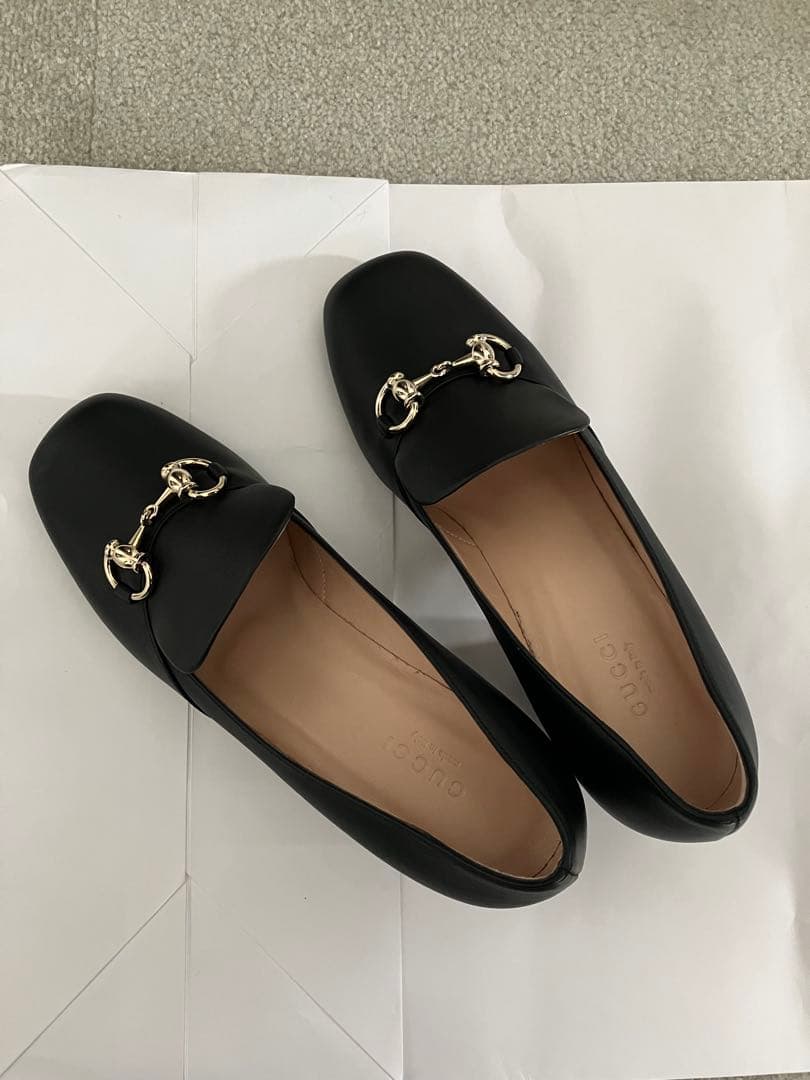 GUCCI ホースビット黒ローファー ヒール☆室内試着のみ裏張り済美品