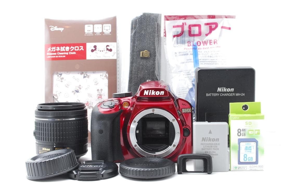 【使用感少美品】Nikon D3400　スマホ転送　レッド　高画質モデル