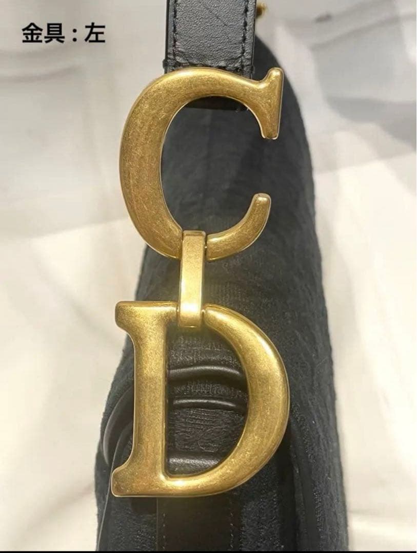 【美品】ディオールDior サドルバッグ黒オブリーク柄⭐︎保証書巾着セット⭐︎最終値