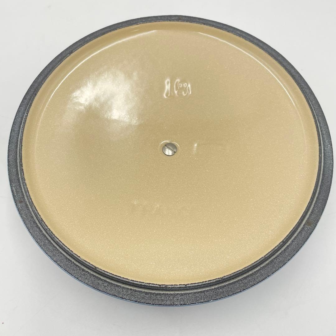 美品　ル・クルーゼ シグニチャー ココット・ロンド 18cm コースタルブルー