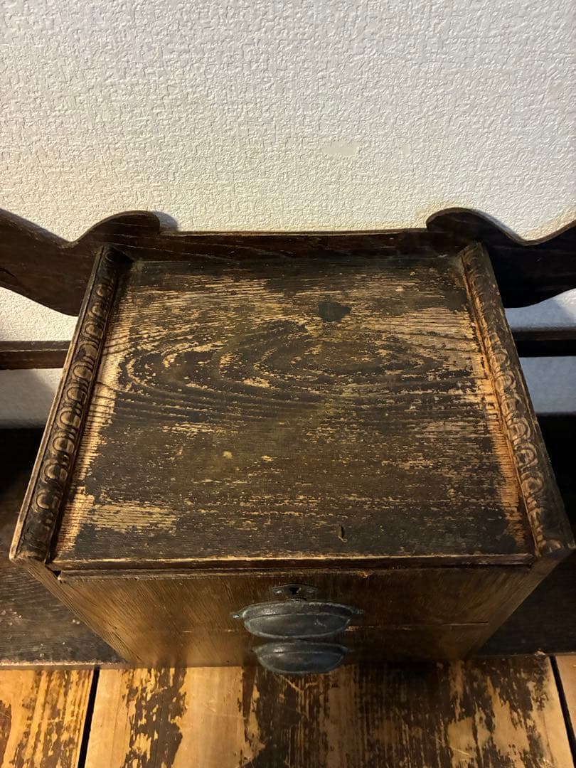 アンティーク　木製　本立て　飾り棚　本棚　古道具　引き出し　レトロ