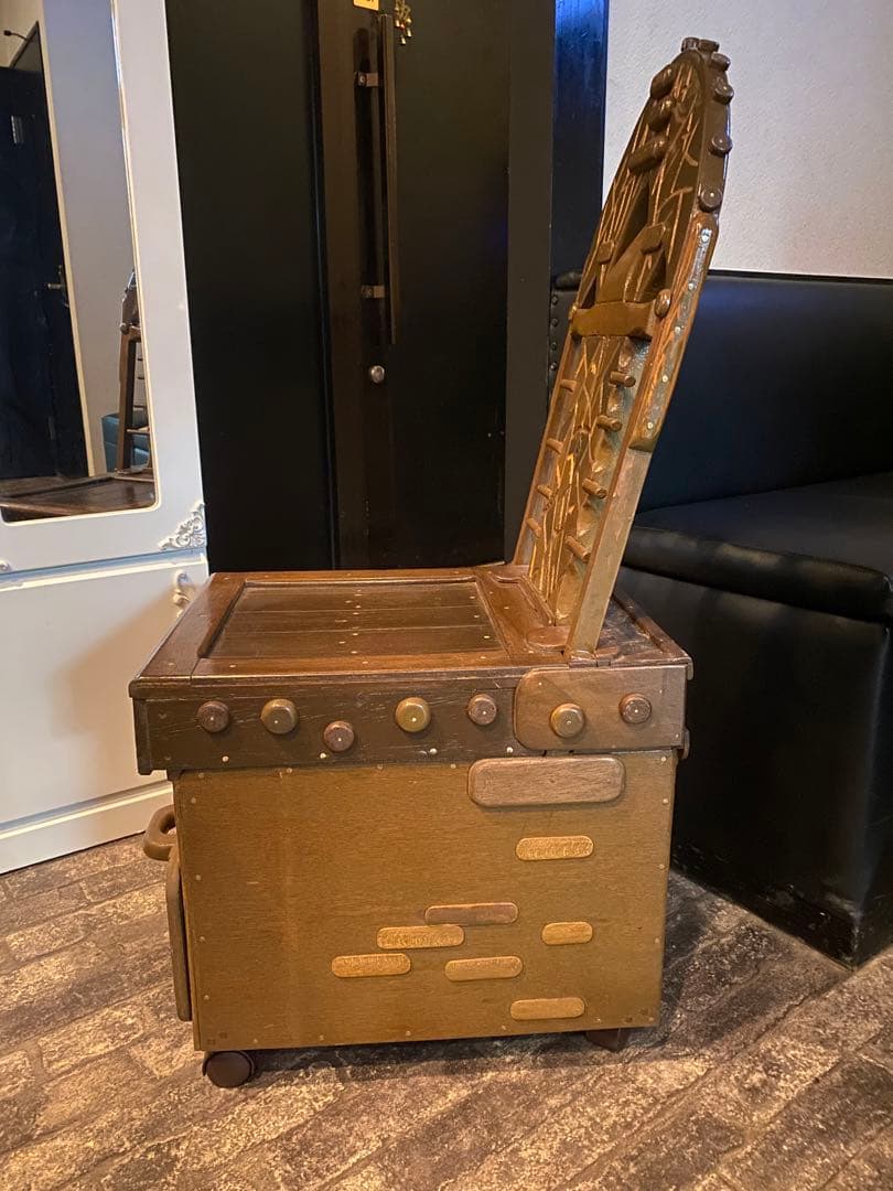 超希少♦️重厚なデザイン♦️アンティーク ウッド チェア 便利な引き出し付♦️送料込