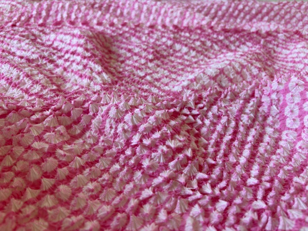 有松絞り　反物　レア色　ピンク