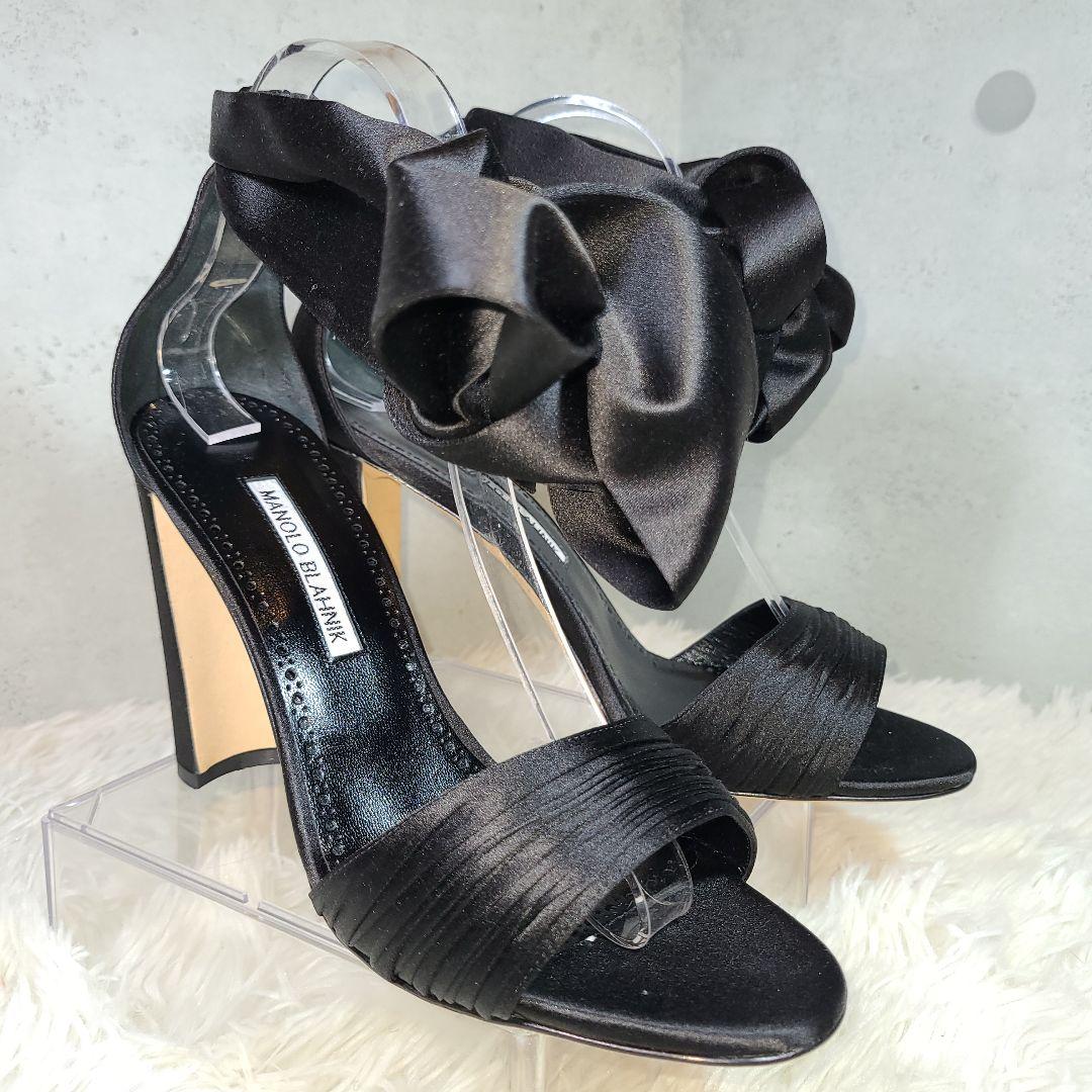 【MANLO BLAHNIK】MISAM　サテンリボン　ハイヒールサンダル