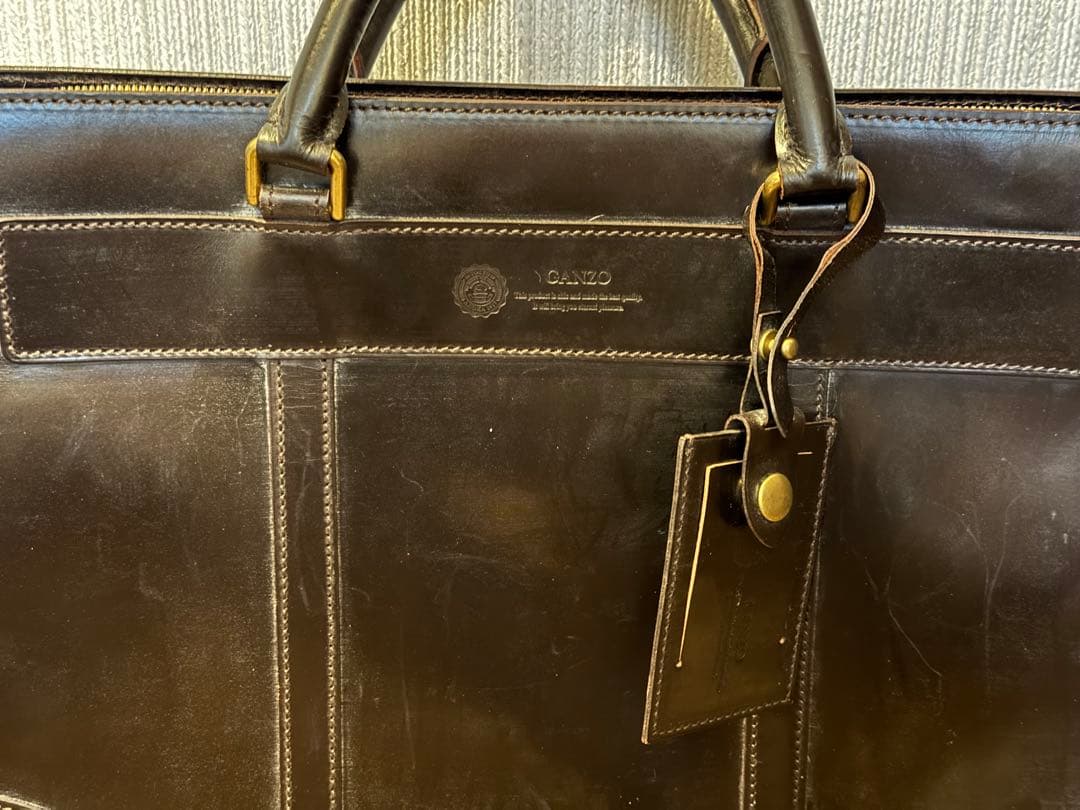 GANZO ダークブラウン レザー ビジネスバッグ　ブライドルレザー
