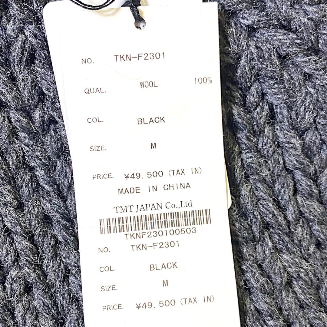 M 定4.9万 TMT 毛100％ タートルネック ニット セーター 黒 新品