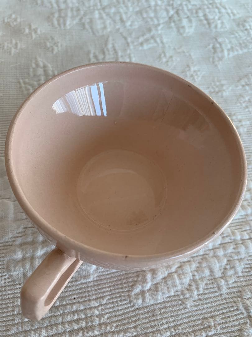 フランスアンティークサラディエ＆カップ2個・ドイリー＆カフェカーテンクロス計5点