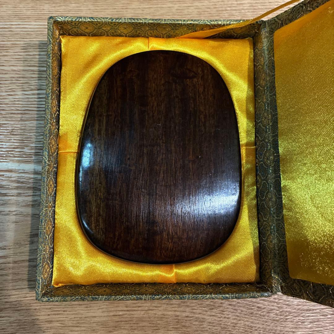 端溪 麻子坑　硯　羊　箱入り　蓋付き　習字　アンティーク　レトロ　ヴィンテージ