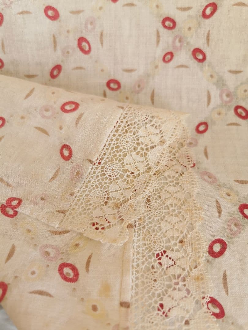アンティーク トレリスローズ花柄フレンチファブリック レース装飾カーテンパネル