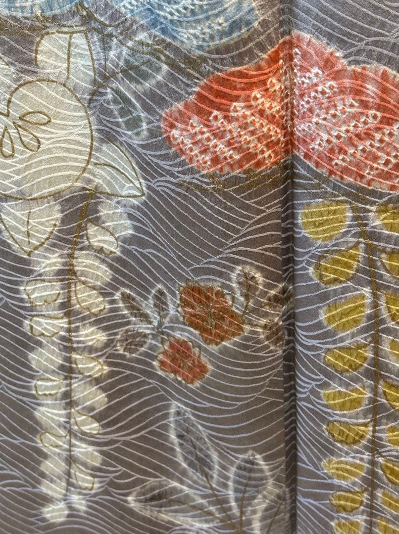 フォーマル５点フルセット 正絹訪問着　袋帯　帯締め帯揚げ　重ね襟