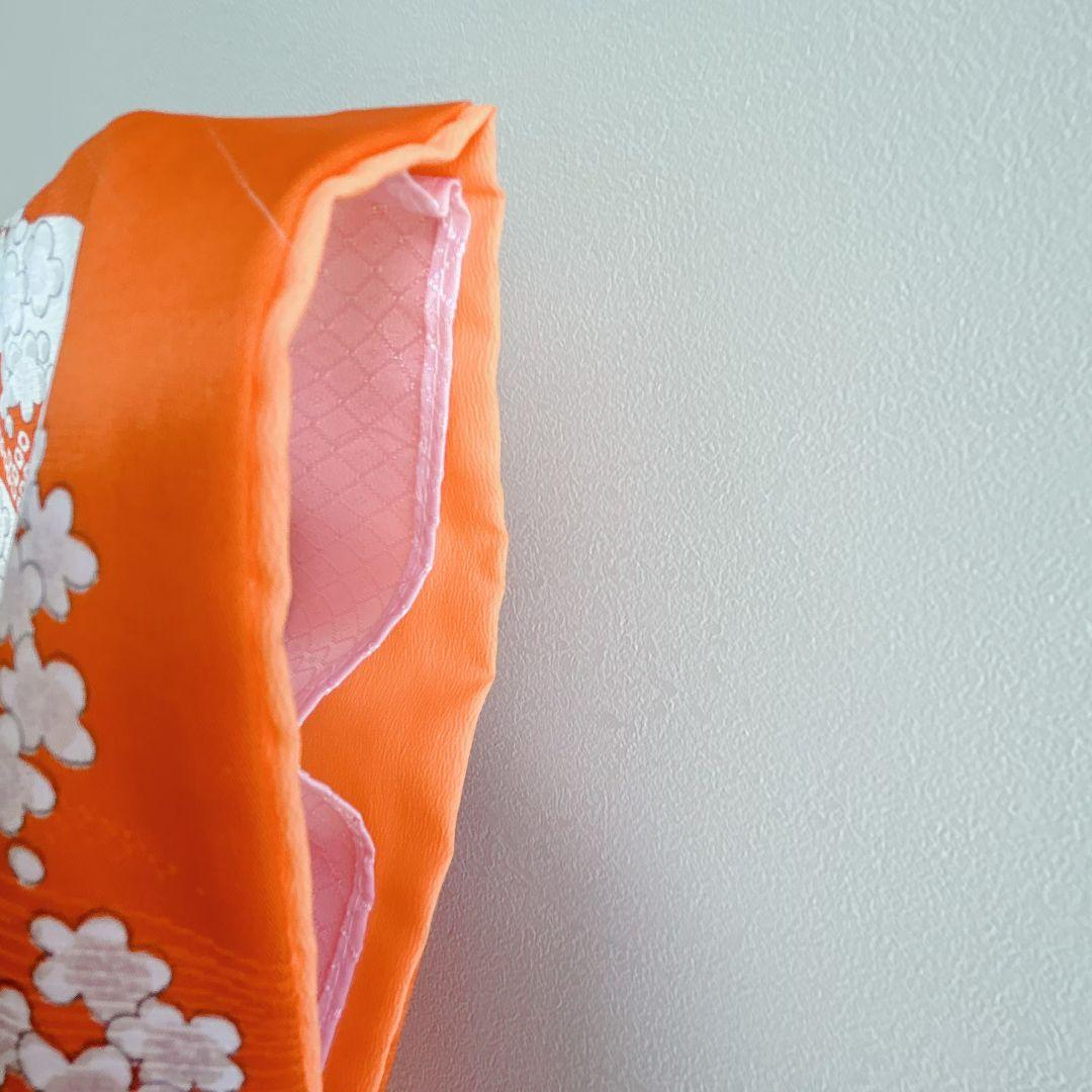 美品　フルセット　七五三７歳女の子　着物　化繊　オレンジ　51975