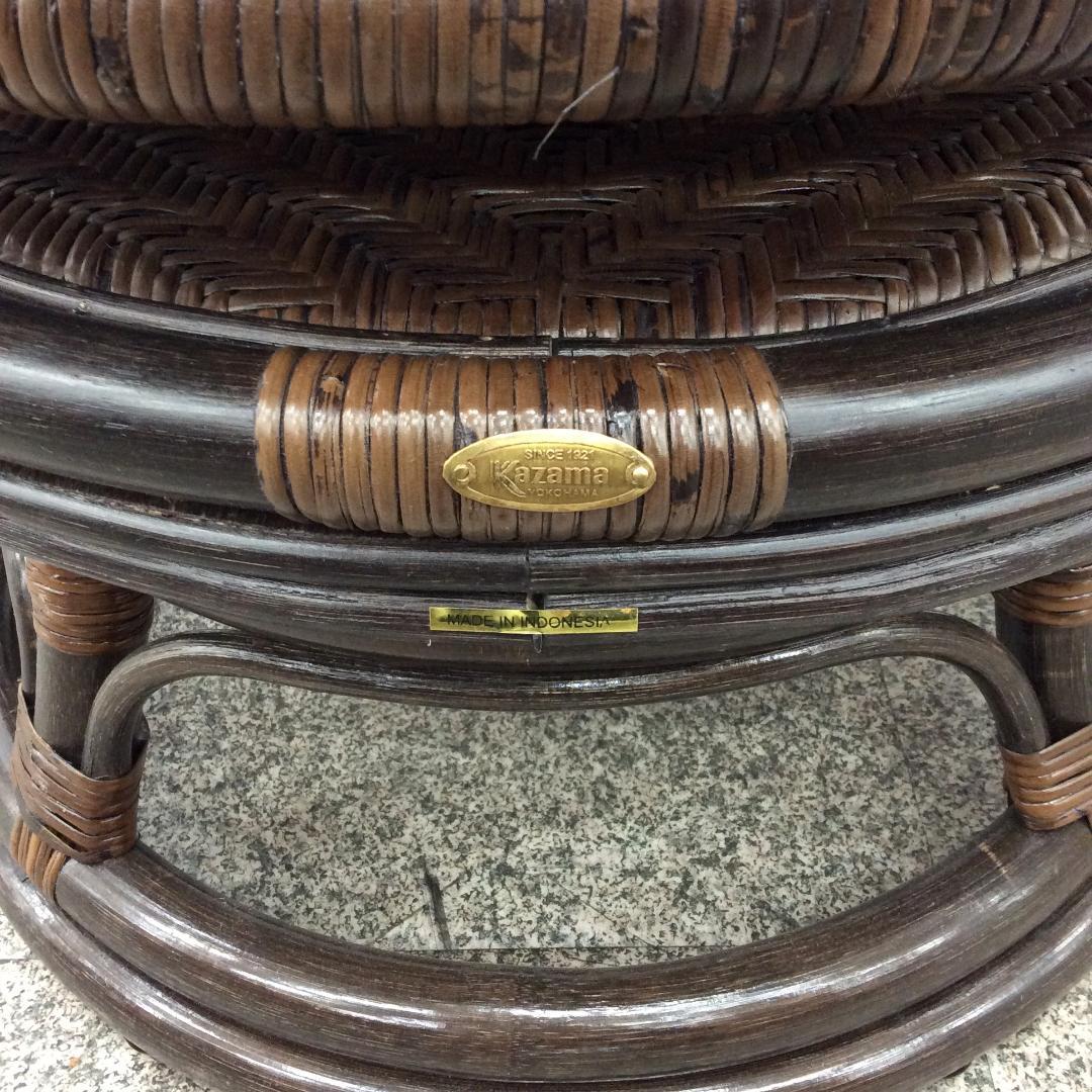 未使用品 カザマ オリッサ ハイバックシーベルチェア ラタン 回転式 1