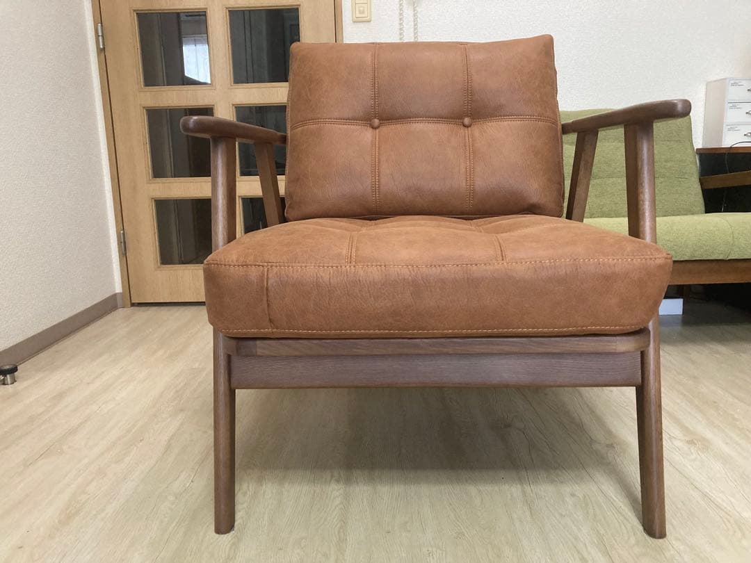 一人掛けソファ 北欧風 無垢材 ナチュラル 美品 定価11万 クラッシュゲイト