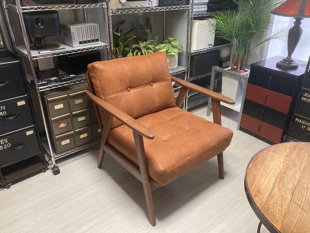 一人掛けソファ 北欧風 無垢材 ナチュラル 美品 定価11万 クラッシュゲイト