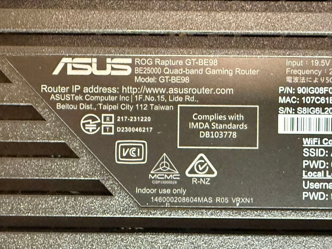 【中古品】ROG Rapture GT-BE98無線LANルーター