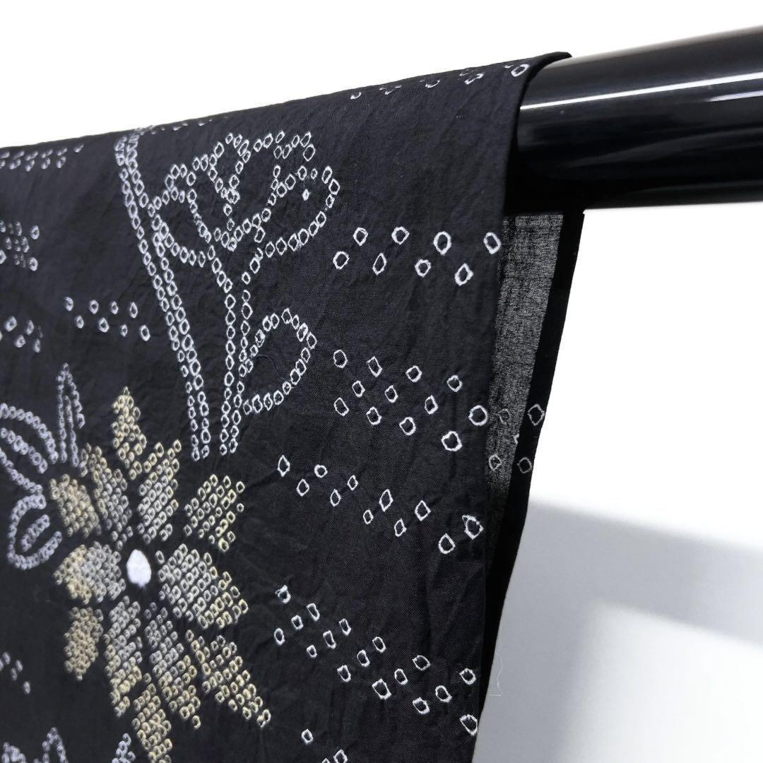 新品未着用　浴衣　有松鳴海絞り　連花模様　ブラック　着物　052w p