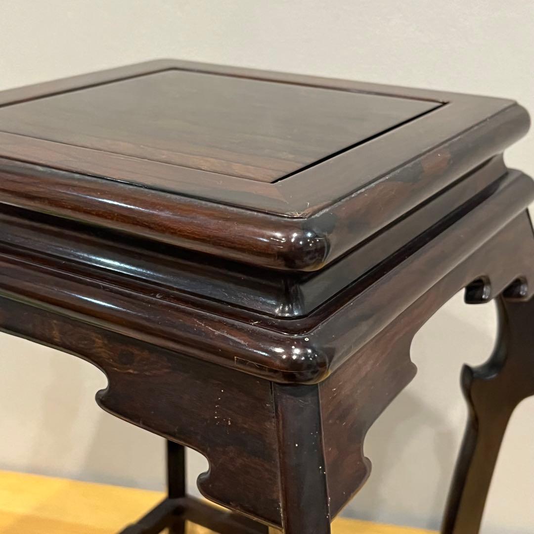 唐木花台　中卓　鉄刀木？黒檀？紫檀？約27x27x37cm 天然　タガヤ　無垢