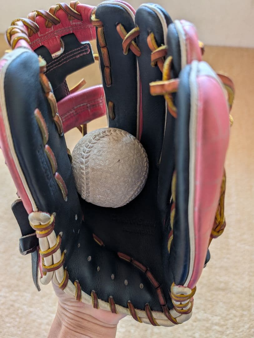 ZETT 軟式用グローブ ホワイト/ピンク/ブラック