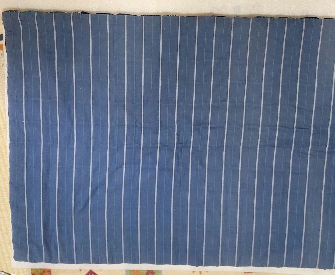藍染め　古布　木綿　高級手芸品　120 × 67cm　なが座布団　上質　美品
