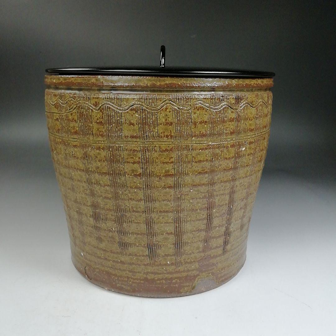 Ｗ１９３　水指　『縄簾　水指』『大石督幸 造』　共箱　茶道具