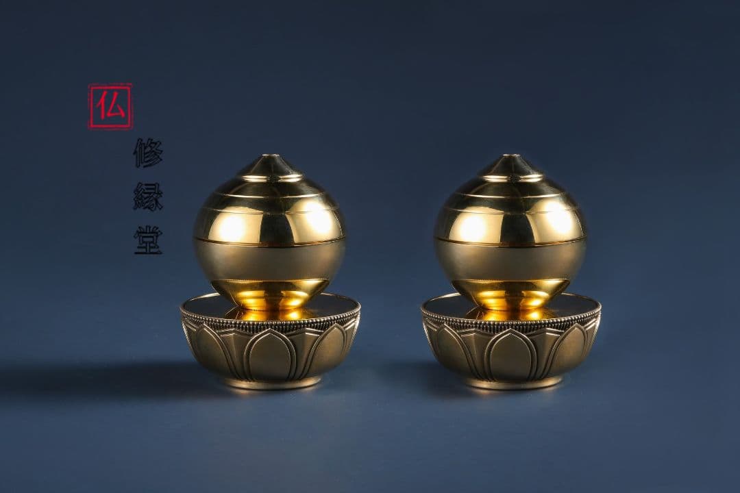 【修縁堂】密教法具 摩宝珠燭台灯 供灯壇灯壇灯 宝珠壇灯一対