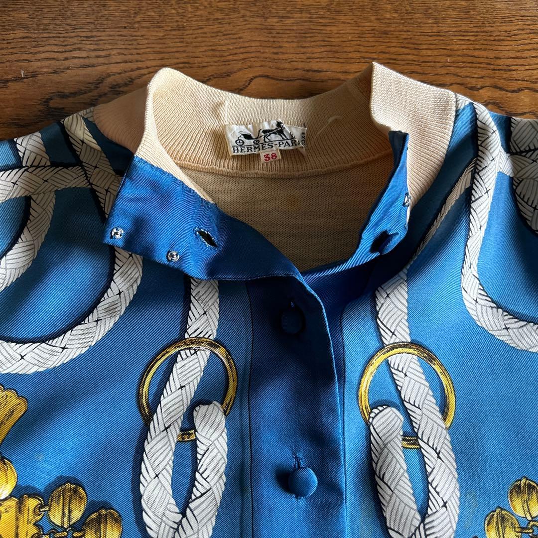 【希少】Vintage HERMES ビンテージエルメス シルク切り替えニット