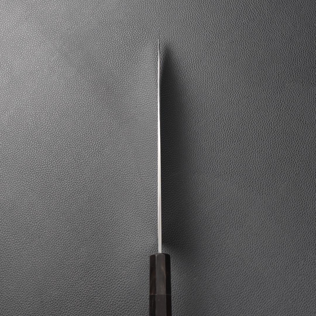 10891 三徳包丁 7寸 鏡面仕上げ 家庭用 業務用 両刃 黒檀黒水牛角八角柄