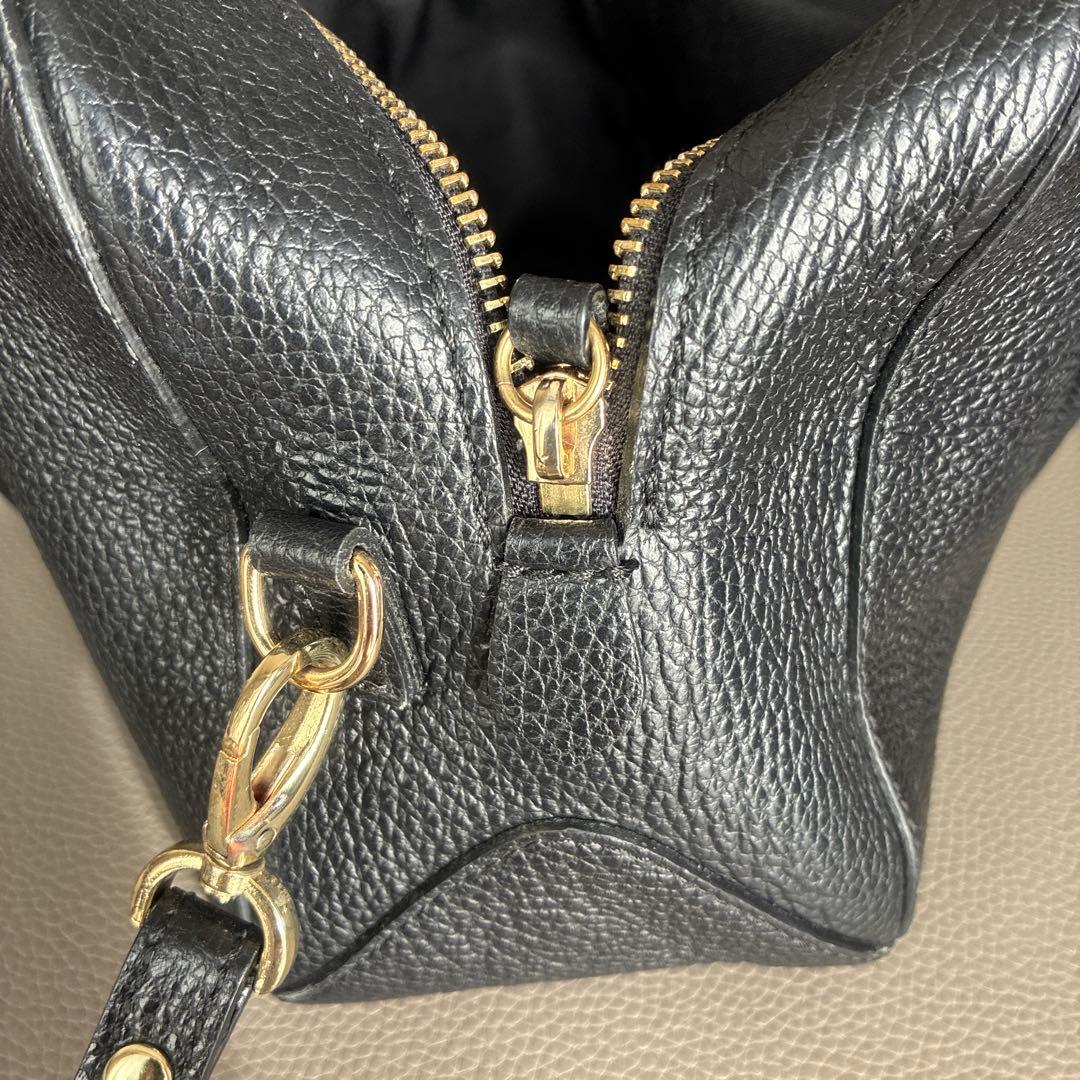 maxmara 牛革 ハンドバッグ ショルダー 黒 マックスマーラ ボストン