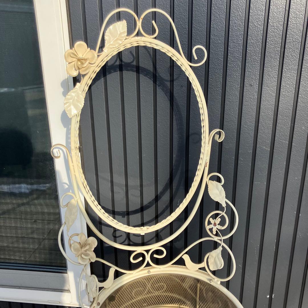 ロココ クラシカル アイアンフレーム 花装飾ドレッサー 化粧台 スツール付き