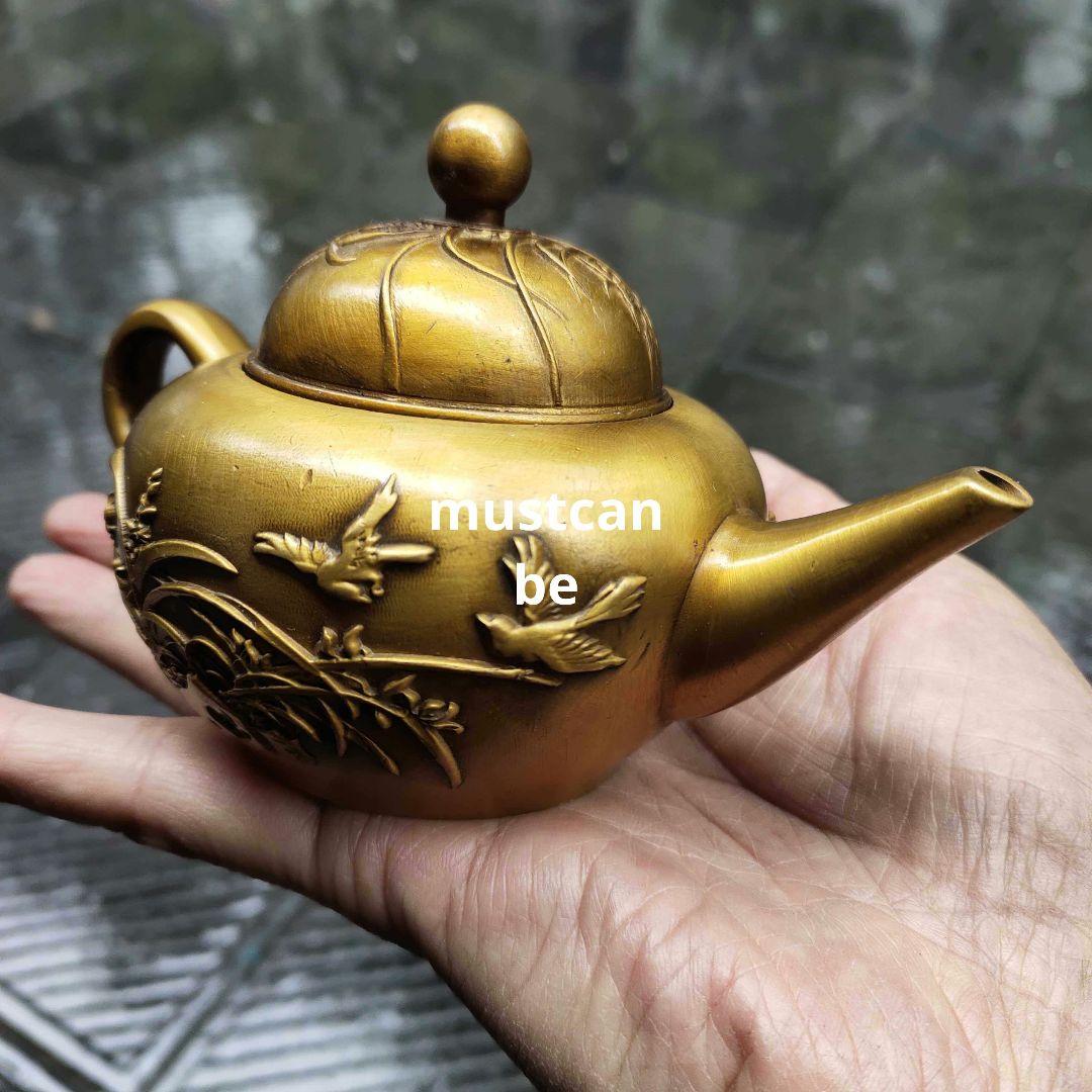 銅器 花鳥茶壺 酒壺 茶道具 煎茶器 工芸品 置物