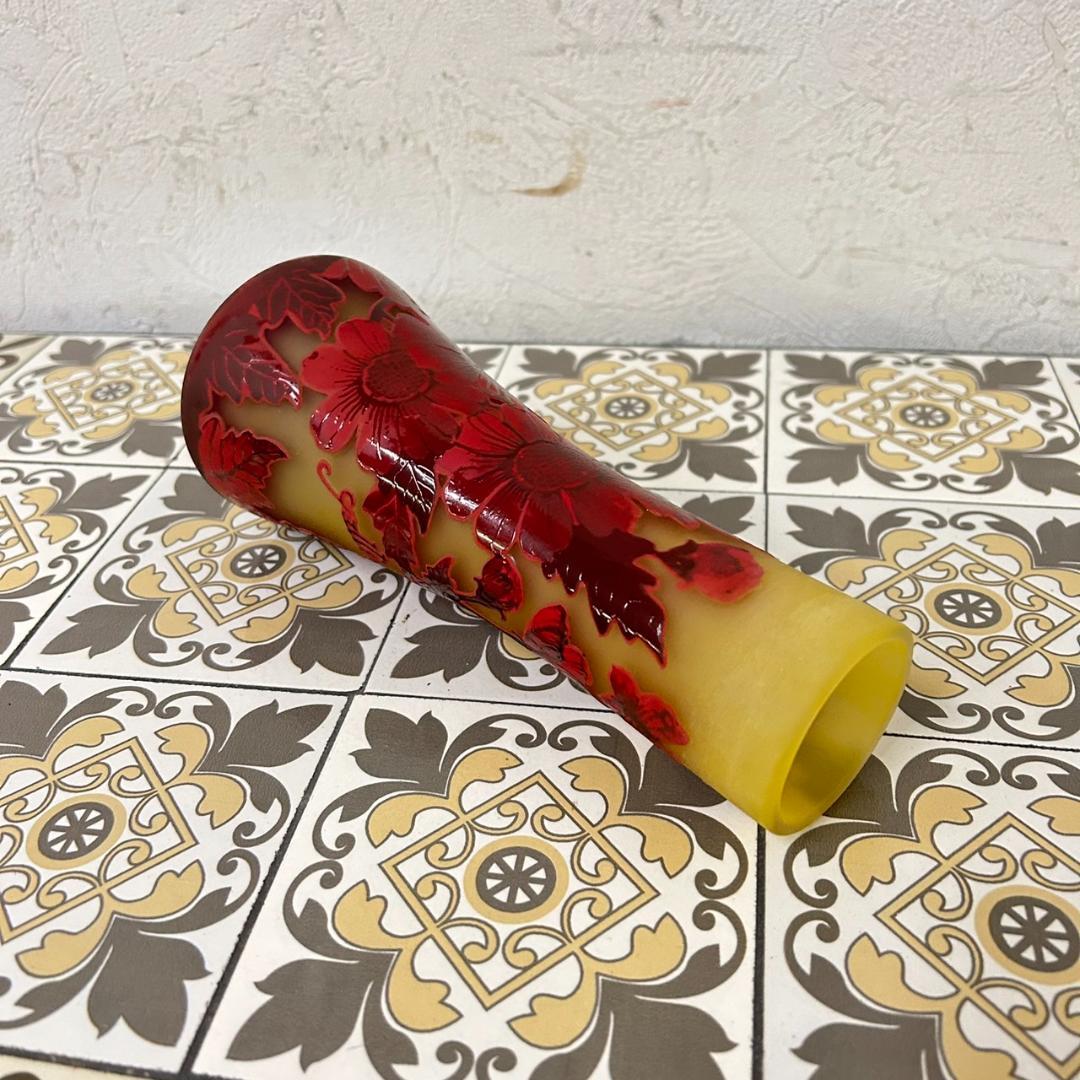 【証明書】　エミールガレ 　花瓶　カメオ彫り　被せガラス　高さ19cm