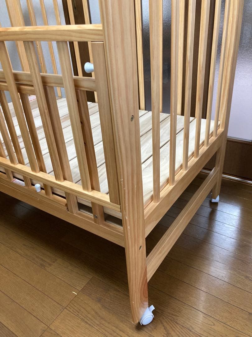 【みかんさん専用】KATOJI カトージ ベビーベッド（ナチュラル）（ハイ）手渡