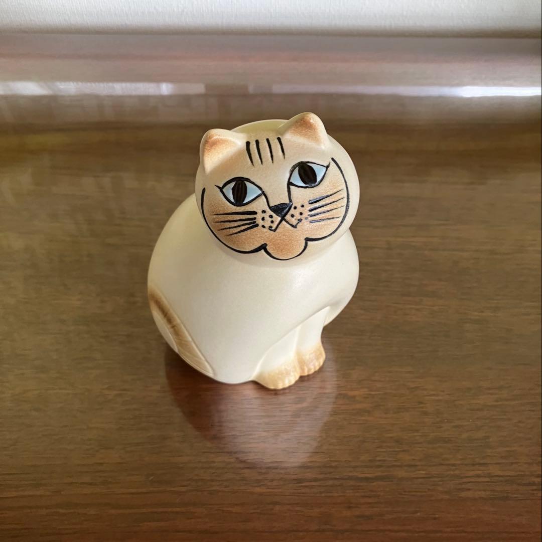 リサラーソン 置物　猫　キャット　ミア　ホワイトブラウン　セミミディアム