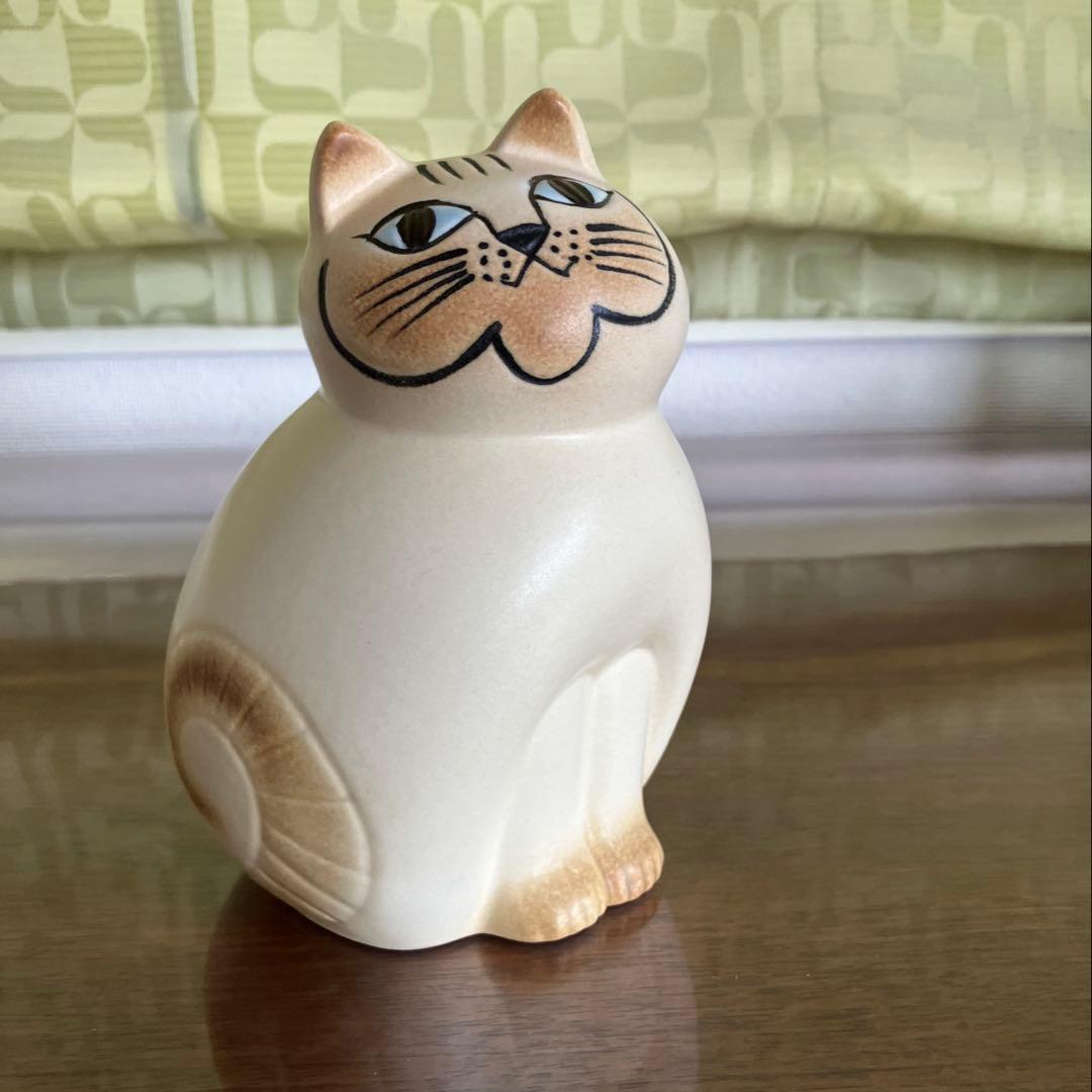 リサラーソン 置物　猫　キャット　ミア　ホワイトブラウン　セミミディアム