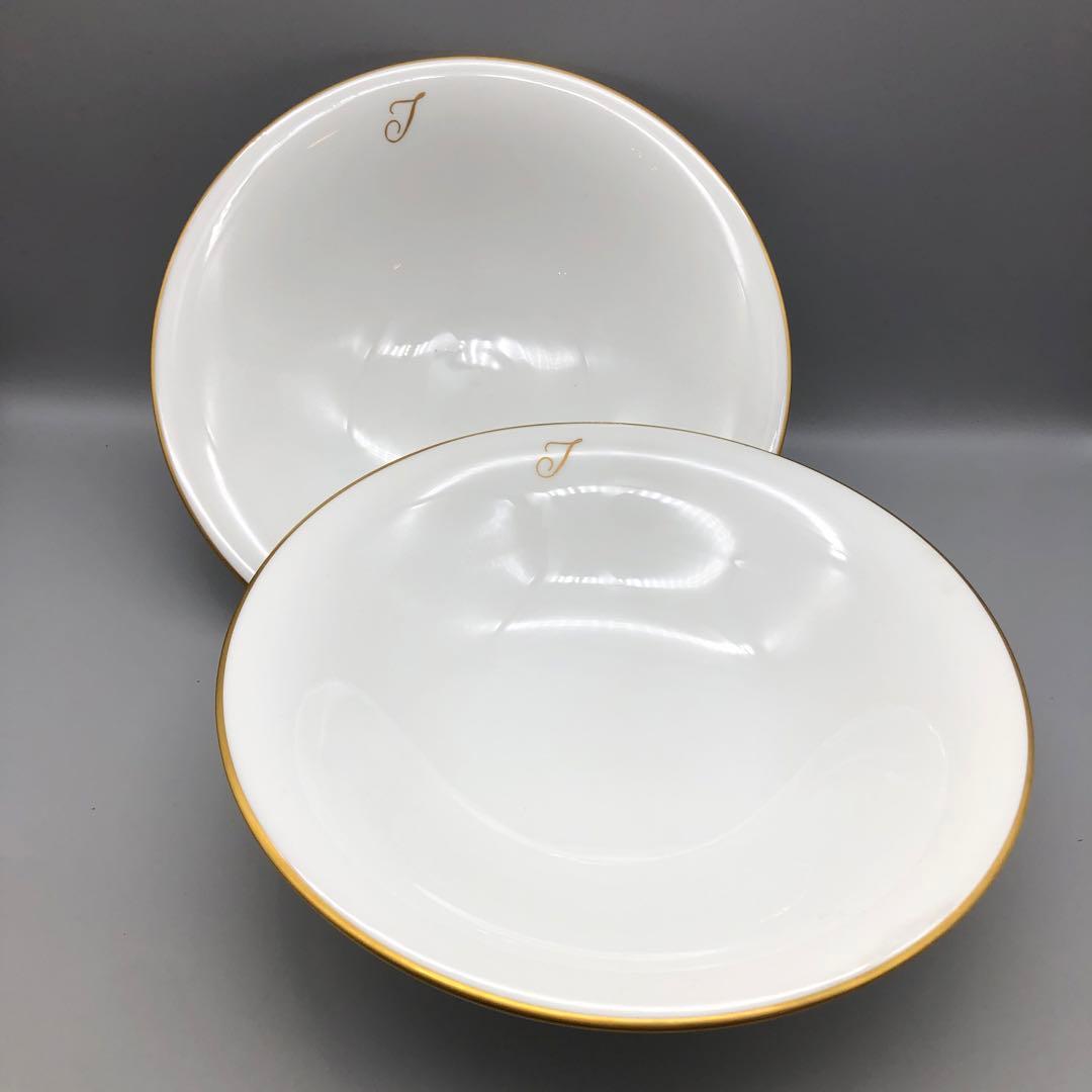 オークラ大倉陶園ゴールドラインイニシャルTカップソーサーボウル高台皿アンティーク