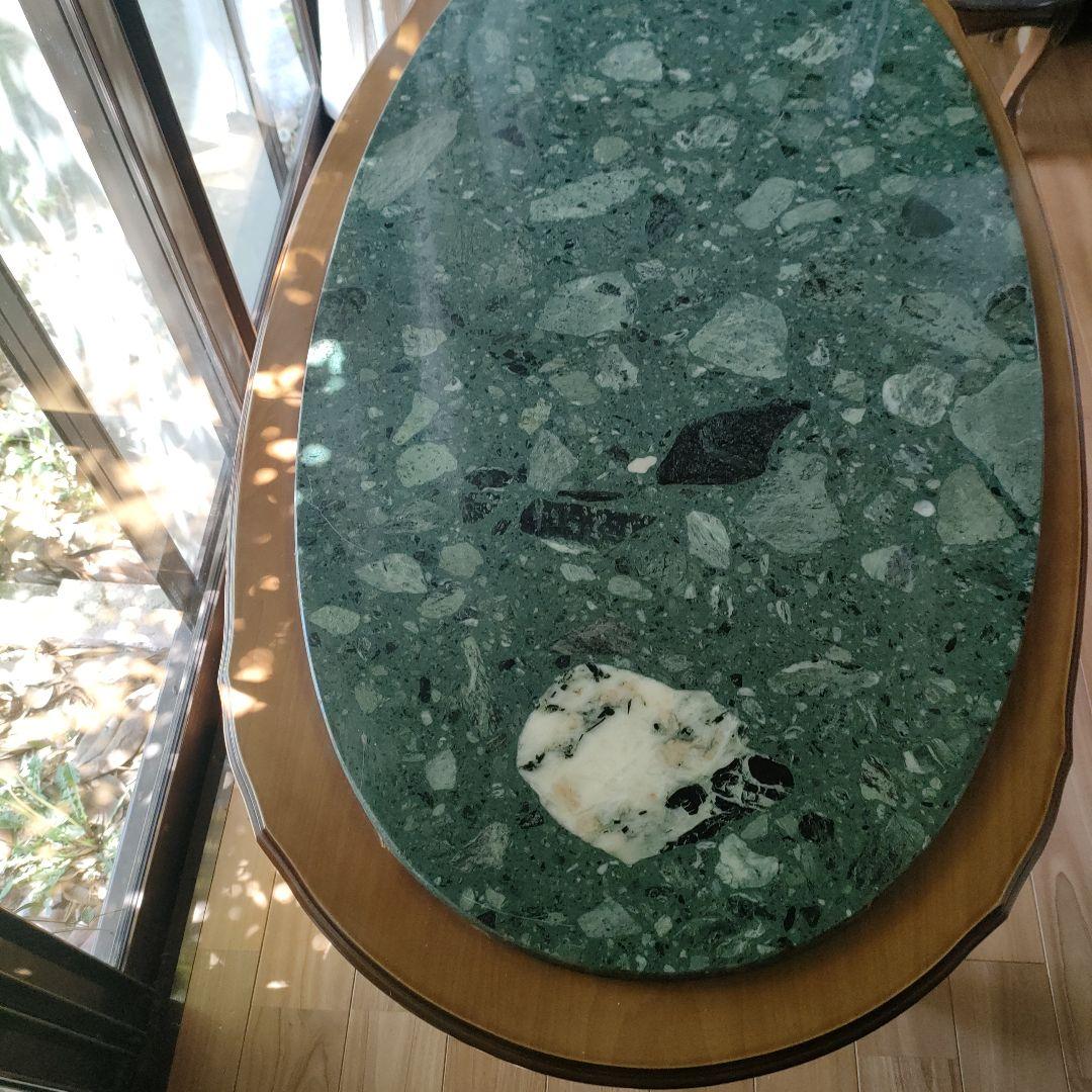 【アンティーク】 大理石テーブル 猫脚 楕円テーブル イタリア製